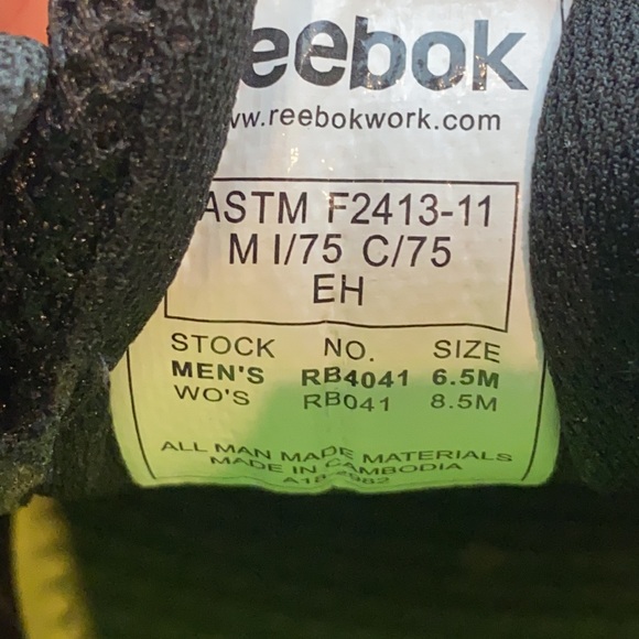 Reebok Sublite Cushion Alloy Toe Work Shoes Black/Gray RB4041 Men's Size 6.5 - Picture 14 of 15